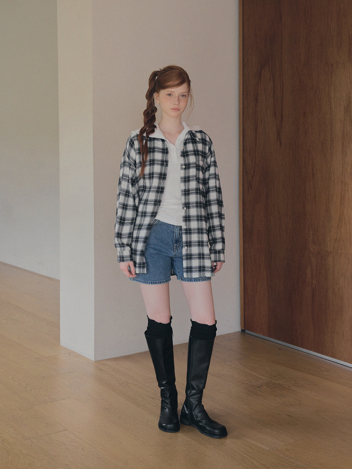 Rand Check Oversized Long Sleeve Shirt