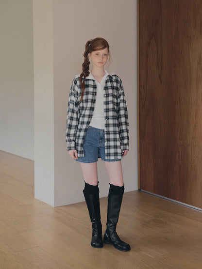Rand Check Oversized Long Sleeve Shirt