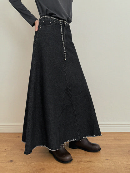 Neville Denim Maxi Long Skirt