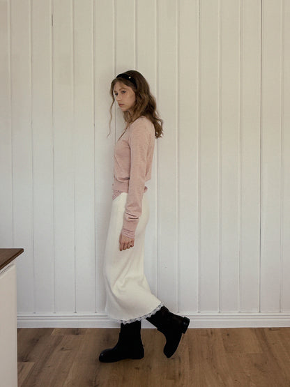 Odin Lace Banding Knit Long Skirt