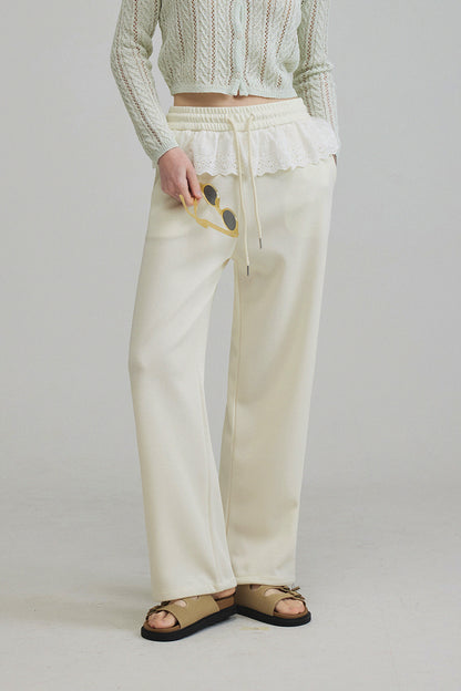 Elfo Lace Color Block Wide-Leg Pants