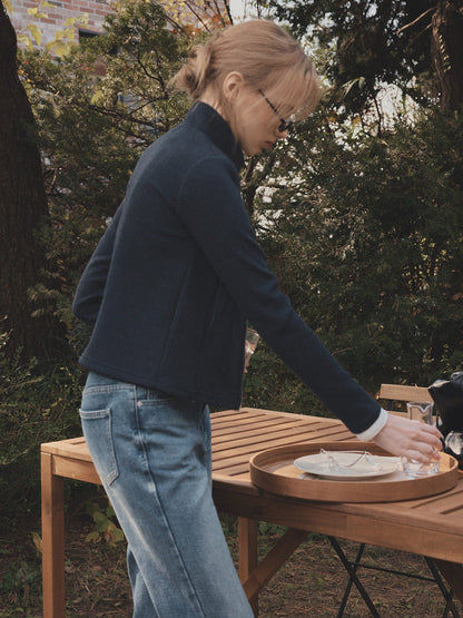 Rust Ribbed Long-Sleeve Zip-Up