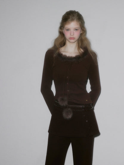 Vinz Fur Pom Long-Sleeve Tee