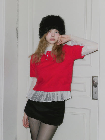 Behi Dot See-Through Turtleneck Top