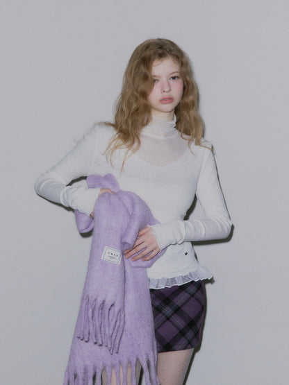 Behi Dot See-Through Turtleneck Top