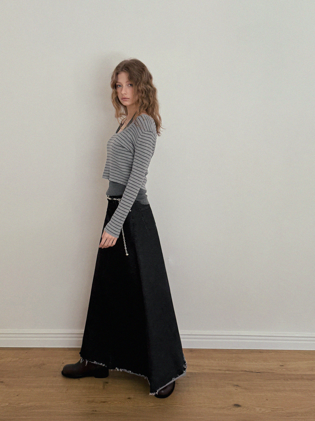 Neville Denim Maxi Long Skirt
