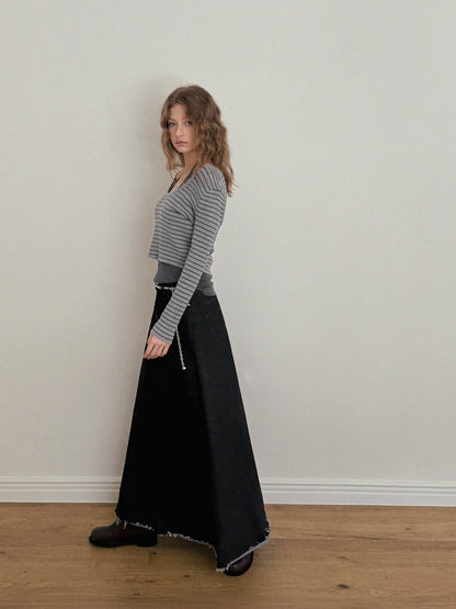 Neville Denim Maxi Long Skirt