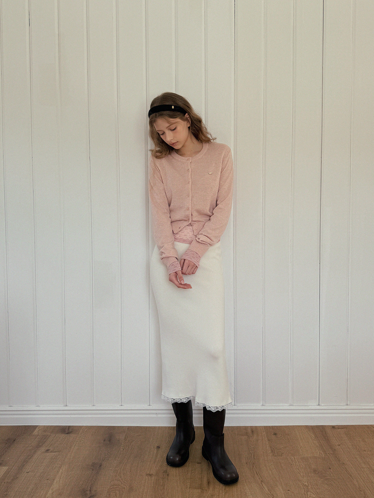 Odin Lace Banding Knit Long Skirt