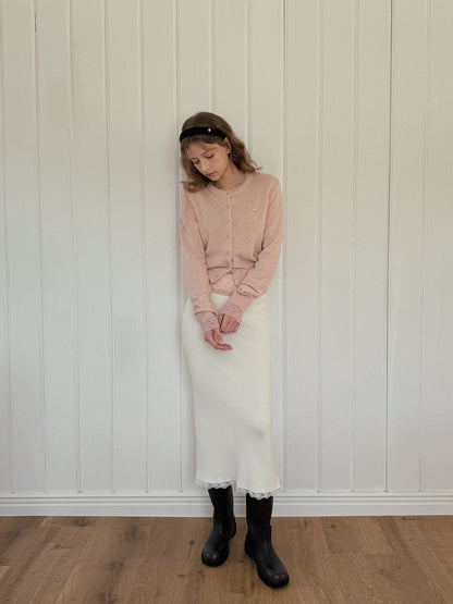 Odin Lace Banding Knit Long Skirt