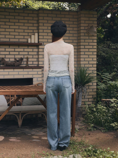 Wooden Sheer Wrinkle Long-Sleeve T-Shirt