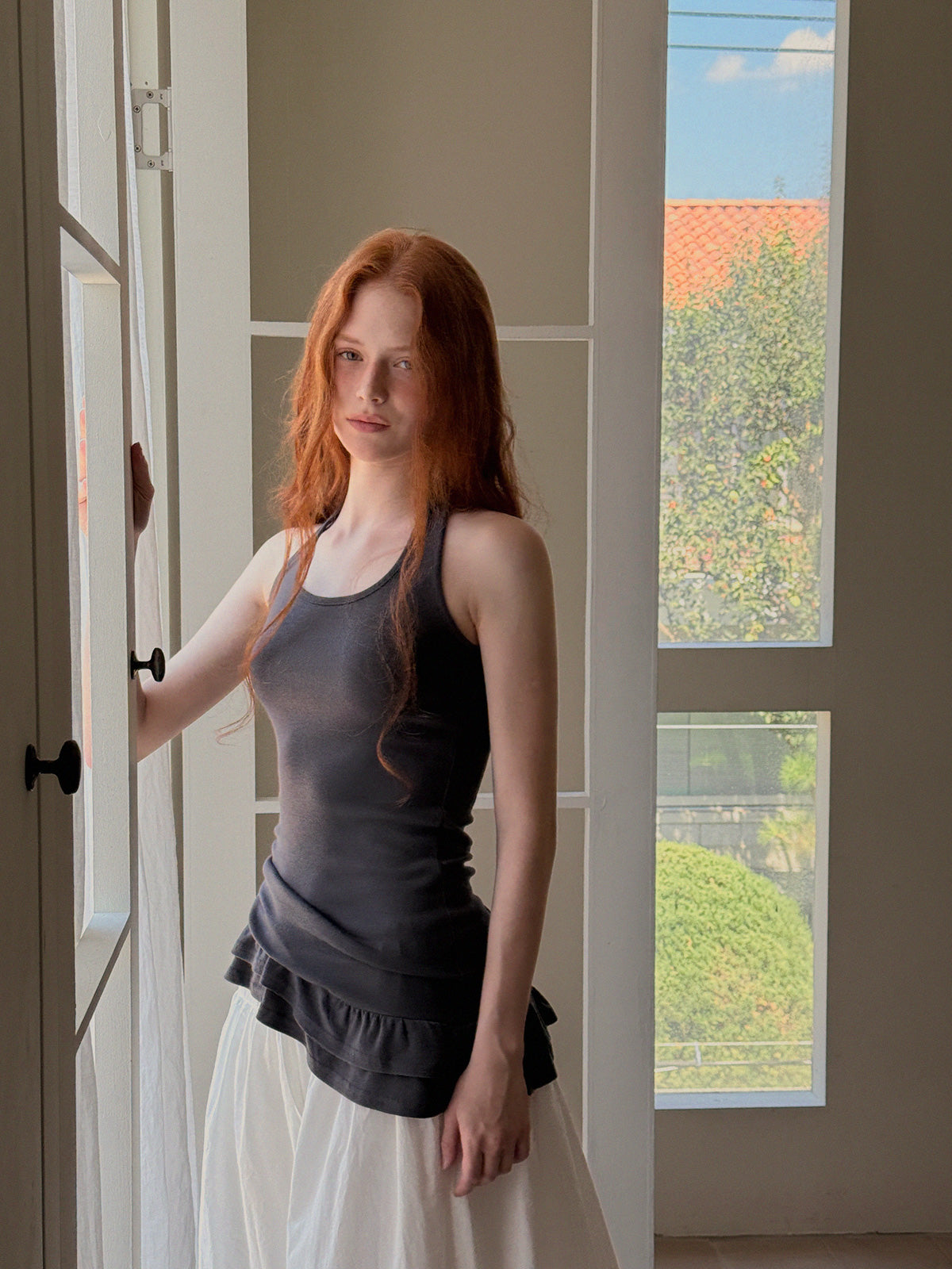 Beol Halterneck Frill Sleeveless Top