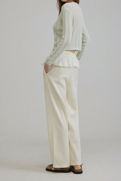 Elfo Lace Color Block Wide-Leg Pants