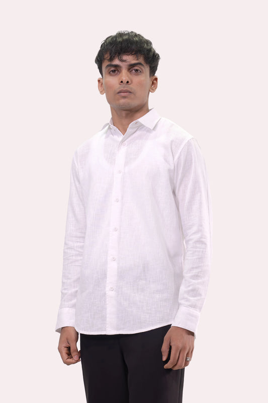 Classic White Linen Shirt 100% Pure Linen, Timeless Minimal Style